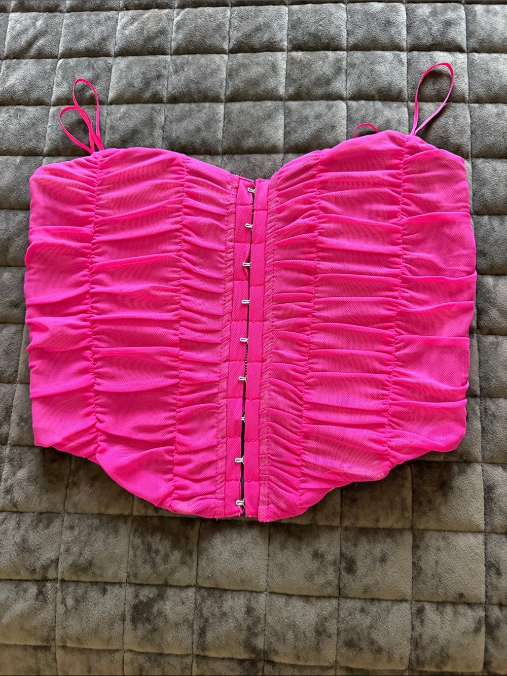 NWOT Hot Pink Ruched Hook-and-Eye Bustier Tank